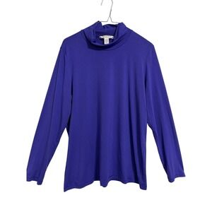 Athleta Womens XL Purple Mock Neck Long Sleeve Activewear Top Soft Knit Layering